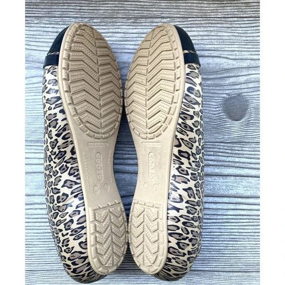 Crocs Leopard Black Toe Cap Flats - Picture 4 of 5